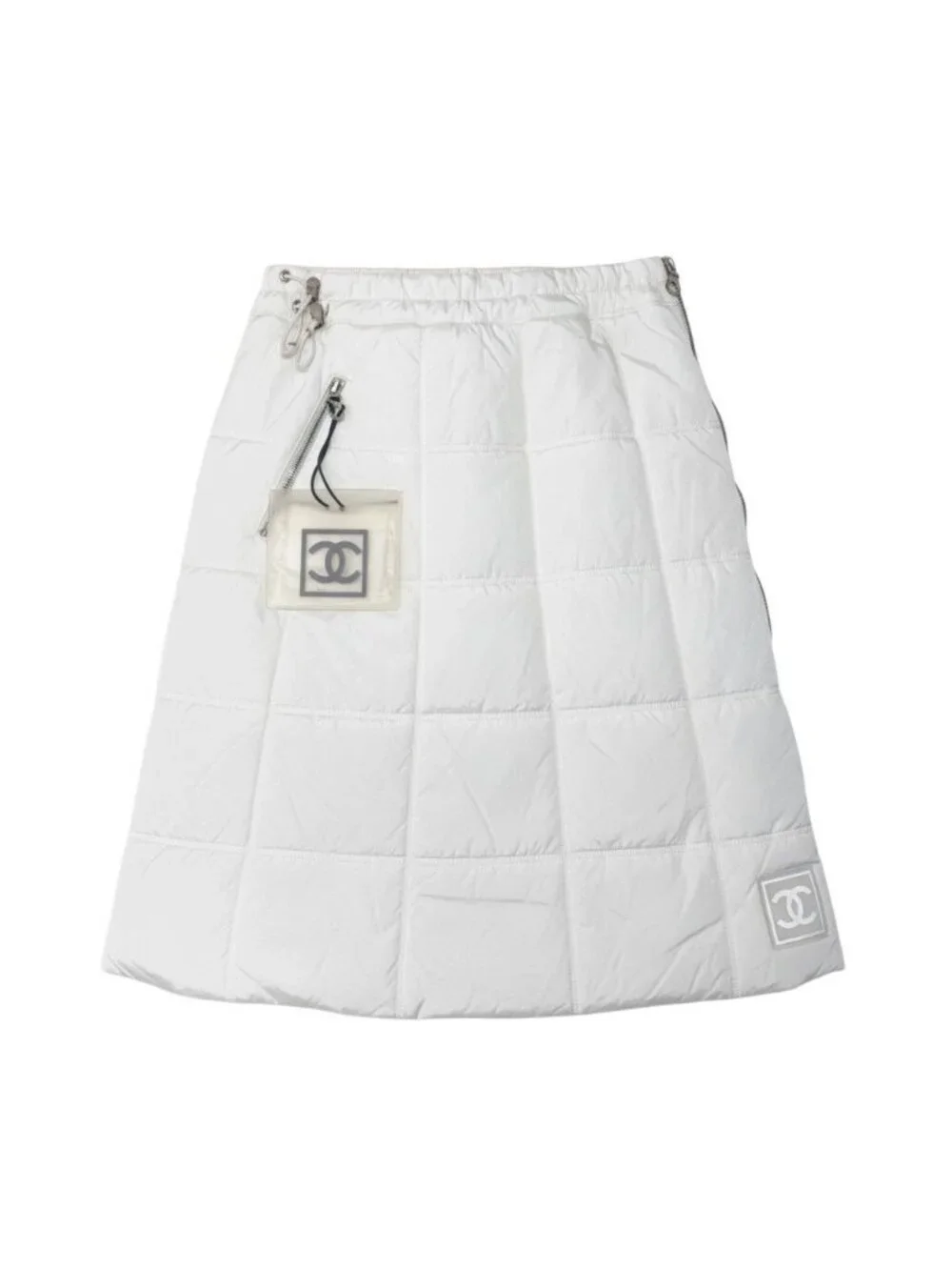 Chanel Sport 00A CC Logo Quilted Skirt Vintage CC White 34